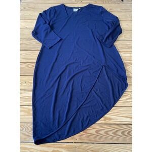 NEW Truth + Style Asymmetric Hem Crepe Jersey Tunic Size Large Women’s Navy